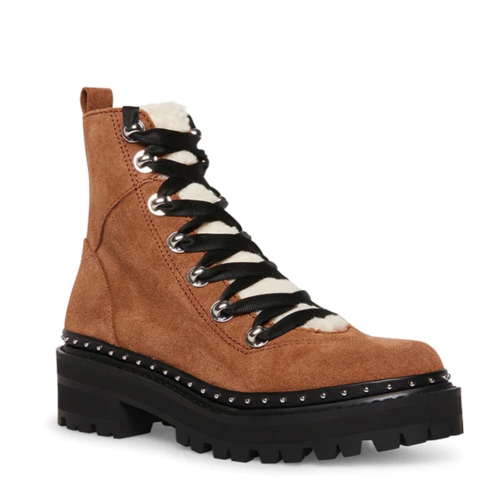 NEW Steve Madden Rainier Chestnut Suede Ankle Boots - Picture 2 of 7